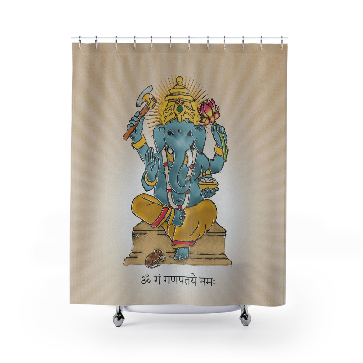 Divine Blessings Ganesha Deity Shower Curtain - vrmediadecor.vrmedia.com.au