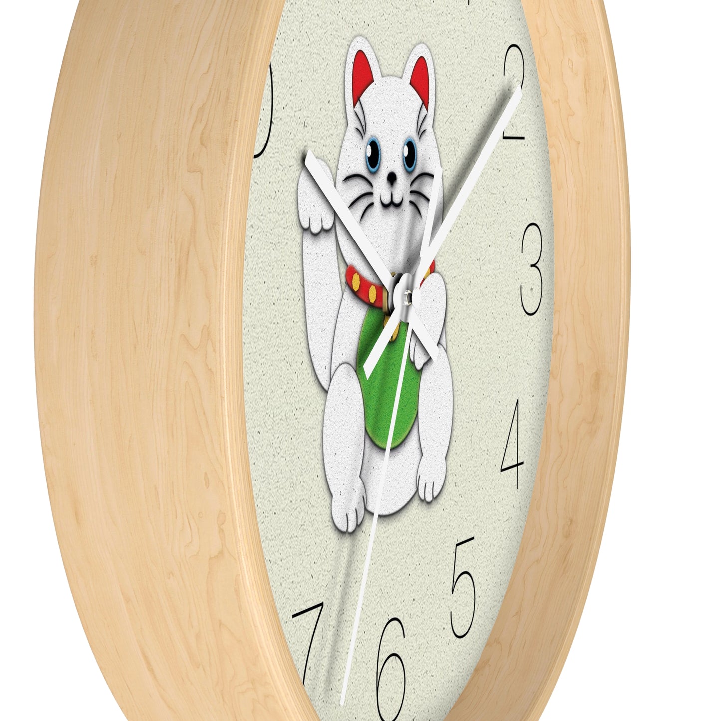 White Maneki-Neko Providing Purity and Happiness Wall Clock - vrmediadecor.vrmedia.com.au