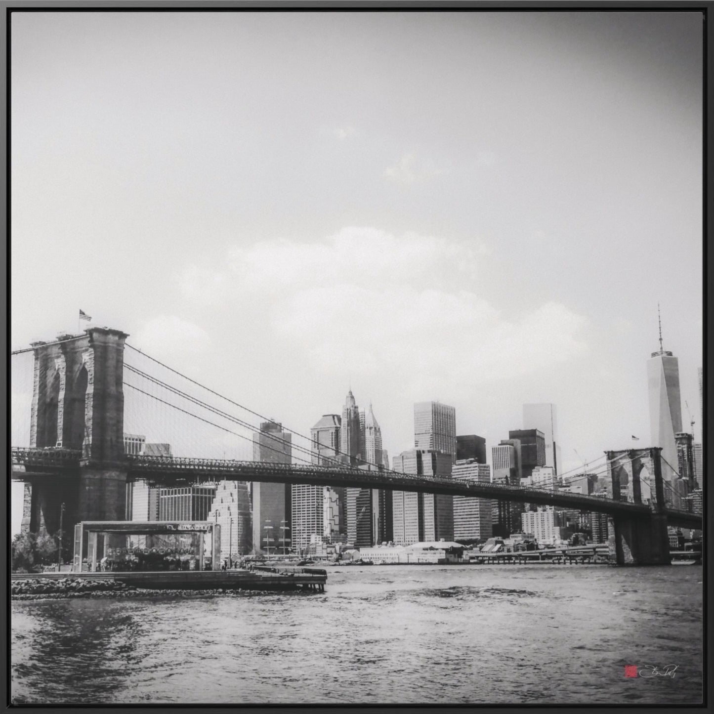 36x36" Framed Canvas Print: "Long Island, Brooklyn, BW" - vrmediadecor.vrmedia.com.au