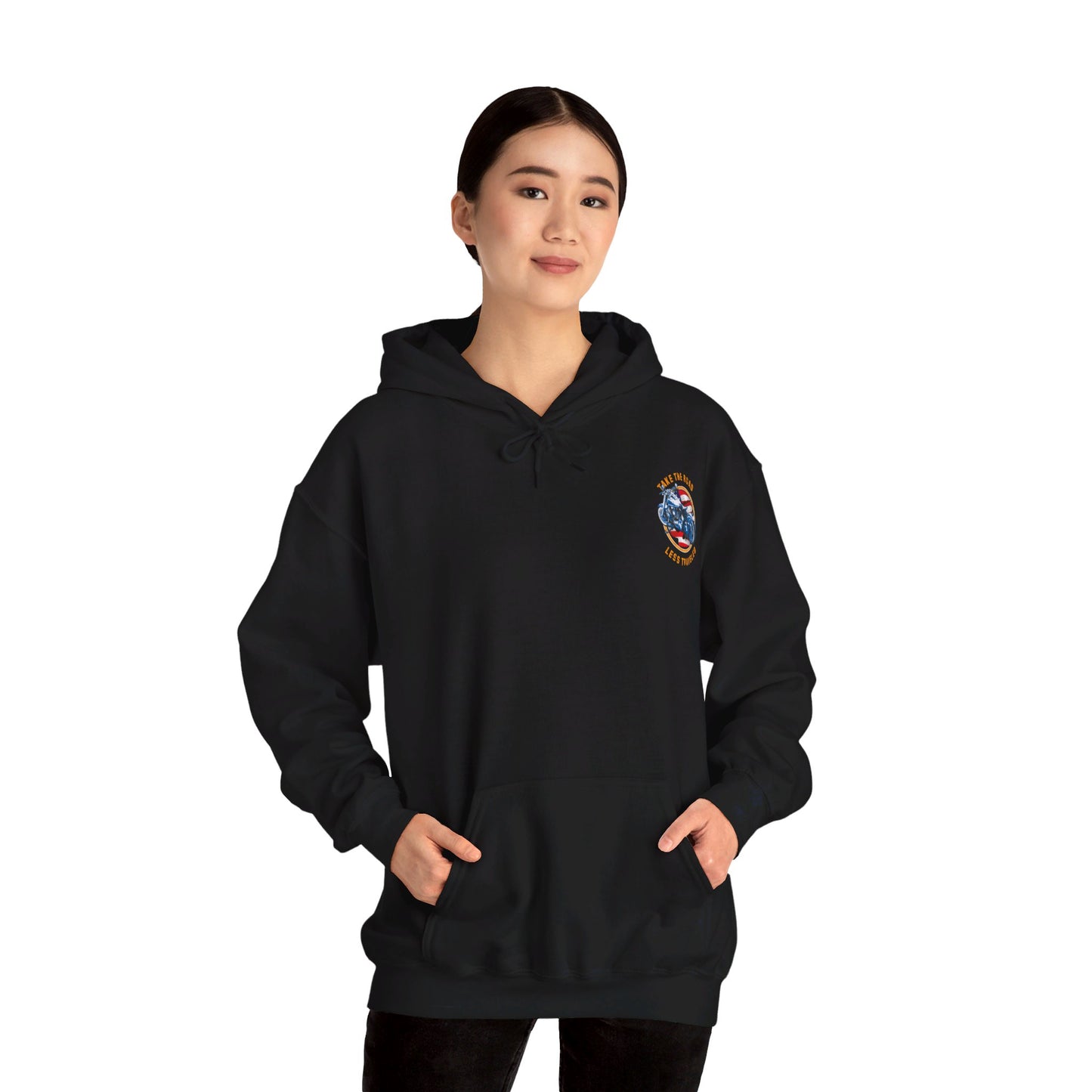 Take the road less traveled USA Version Unisex Heavy Blend™ Hooded Sweatshirt - vrmediadecor.vrmedia.com.au