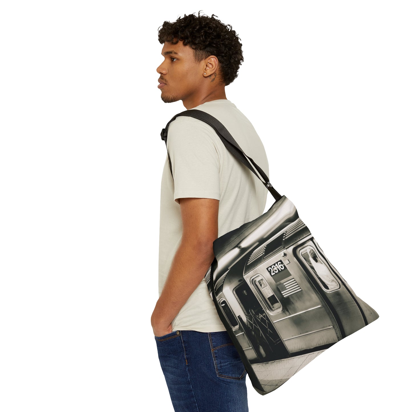 Retro Subway Train 2316 Adjustable Tote Bag
