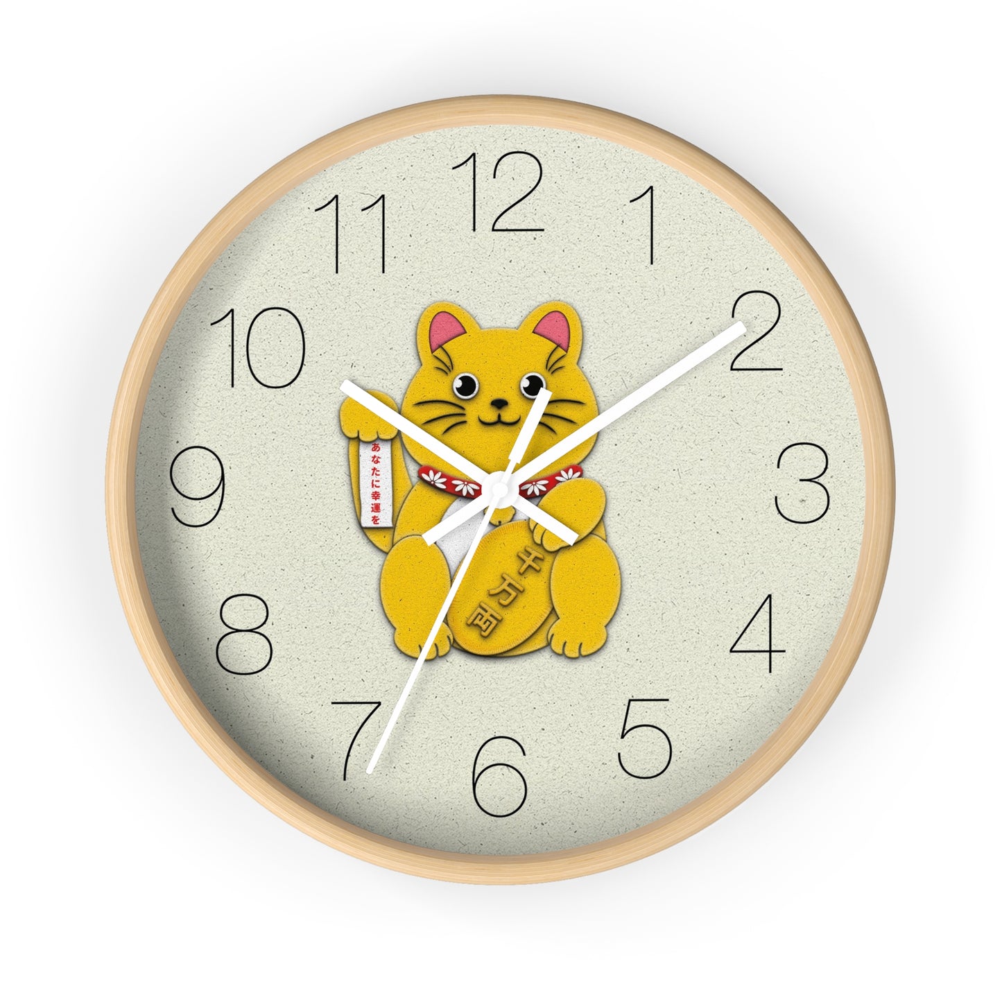 Gold Right Paw Maneki-Neko Inviting Wealth and Abundance Wall Clock - vrmediadecor.vrmedia.com.au