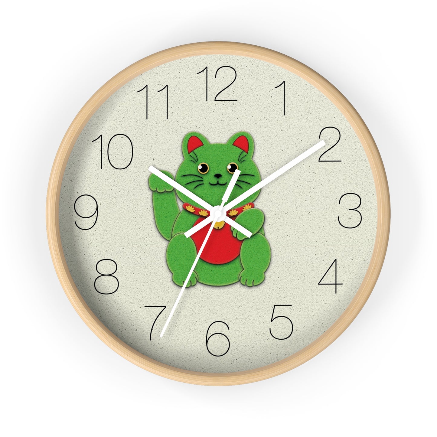 Green Maneki-Neko Promoting Growth and Success Wall Clock - vrmediadecor.vrmedia.com.au