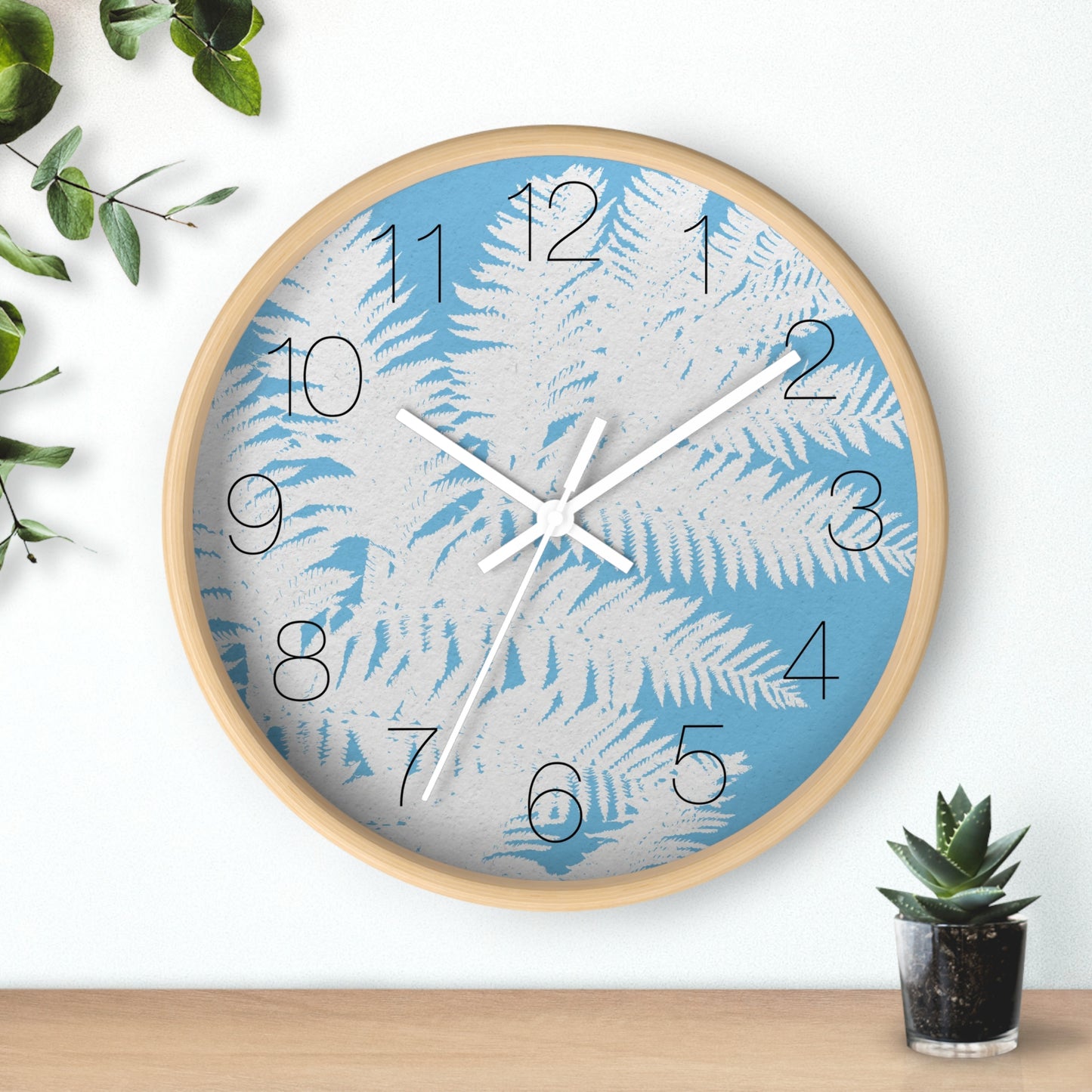 Tree Fern Blue Wall Clock - vrmediadecor.vrmedia.com.au