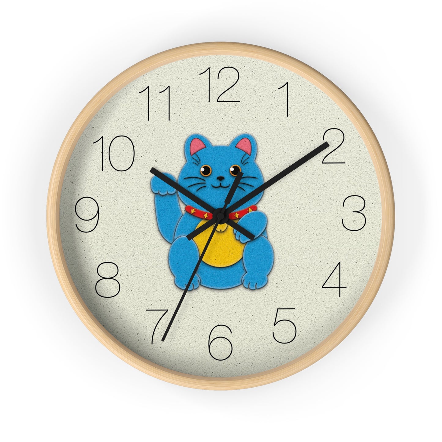 Blue Maneki-Neko Bringing Peace, Stability, and Good Fortune Wall Clock - vrmediadecor.vrmedia.com.au