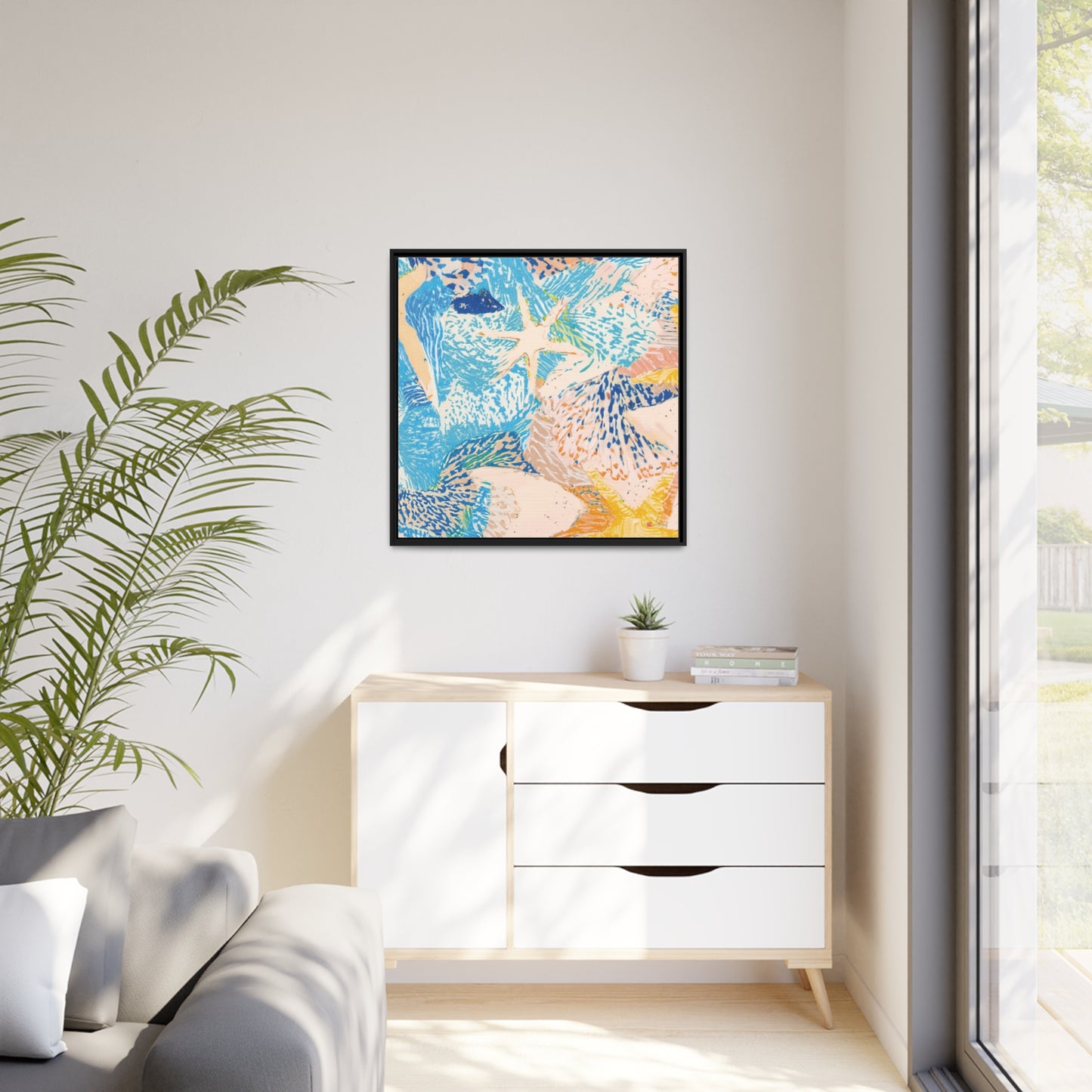 32x32" Framed Canvas: "Starfish"