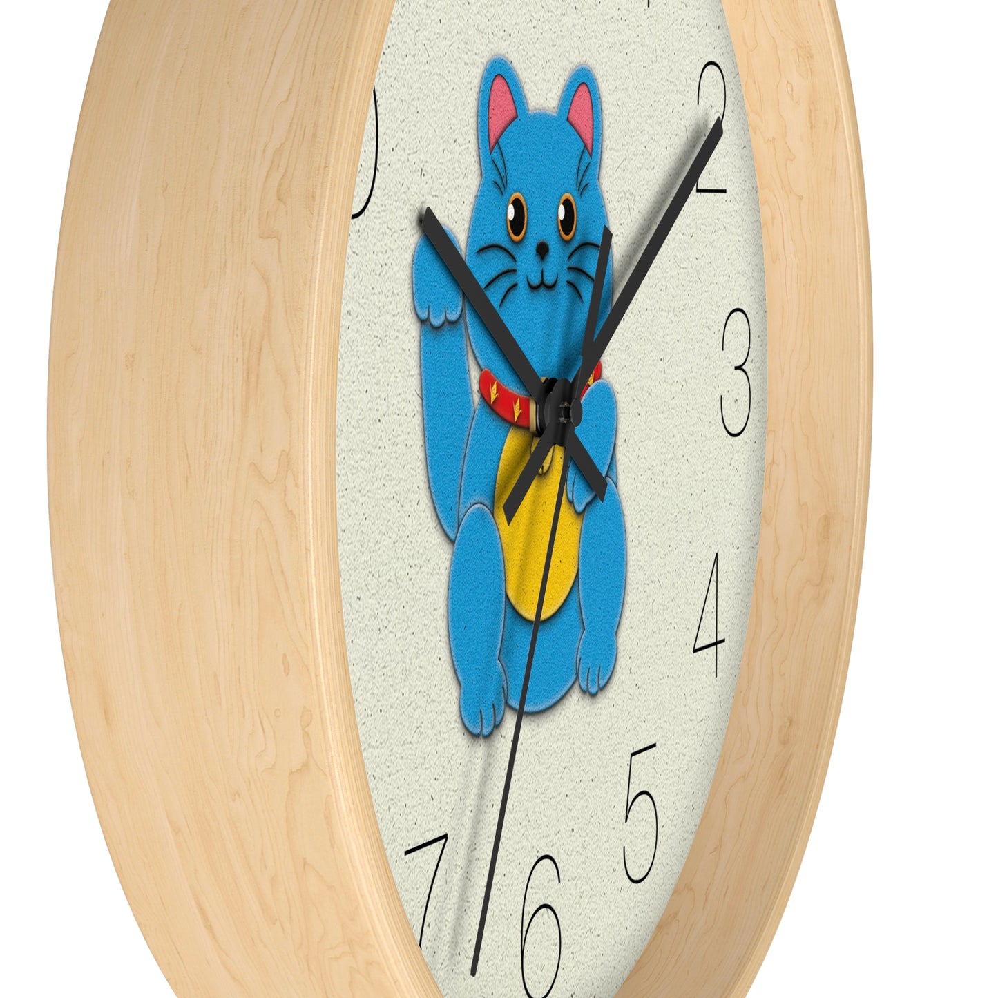 Blue Maneki-Neko Bringing Peace, Stability, and Good Fortune Wall Clock - vrmediadecor.vrmedia.com.au