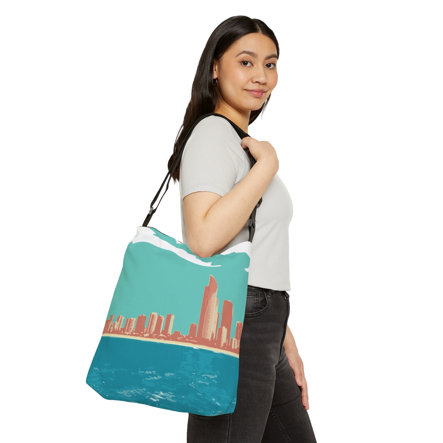 Surfers Paradise Skyline Adjustable Tote Bag