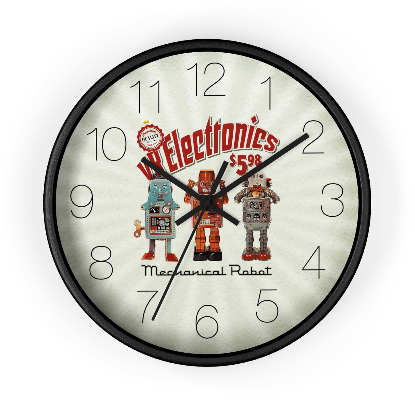 3 Wise Robots Wall Clock - vrmediadecor.vrmedia.com.au