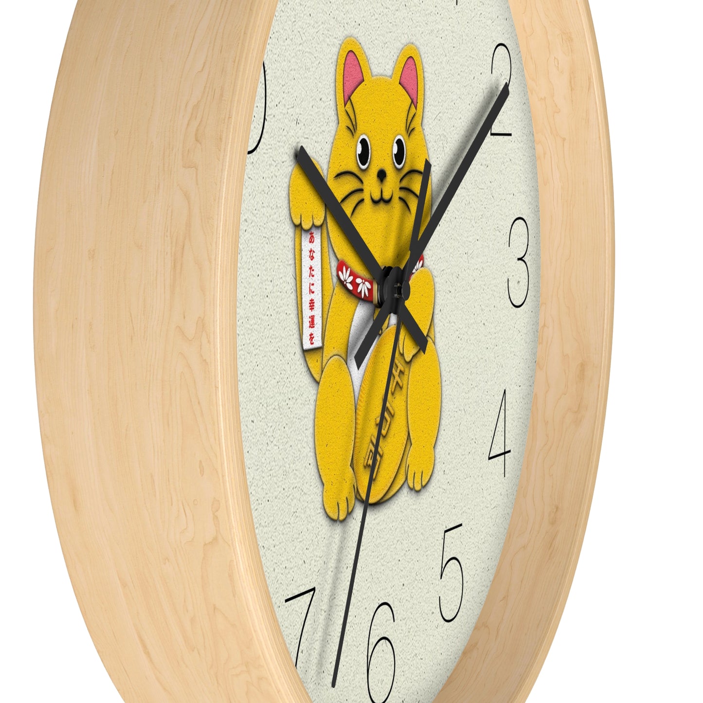 Gold Right Paw Maneki-Neko Inviting Wealth and Abundance Wall Clock - vrmediadecor.vrmedia.com.au