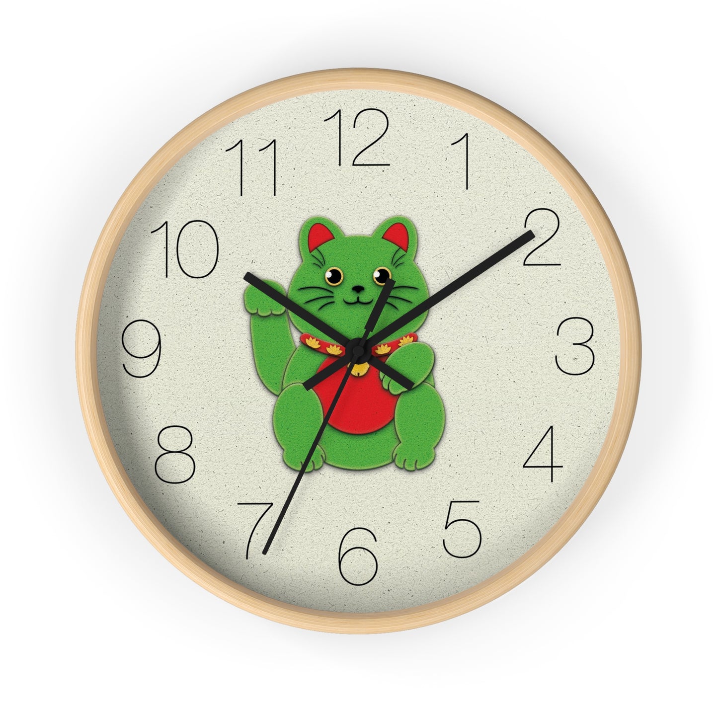 Green Maneki-Neko Promoting Growth and Success Wall Clock - vrmediadecor.vrmedia.com.au