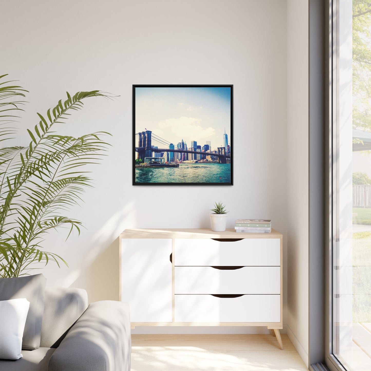 32x32" Framed Canvas: "Long Island, Brooklyn, Colour"