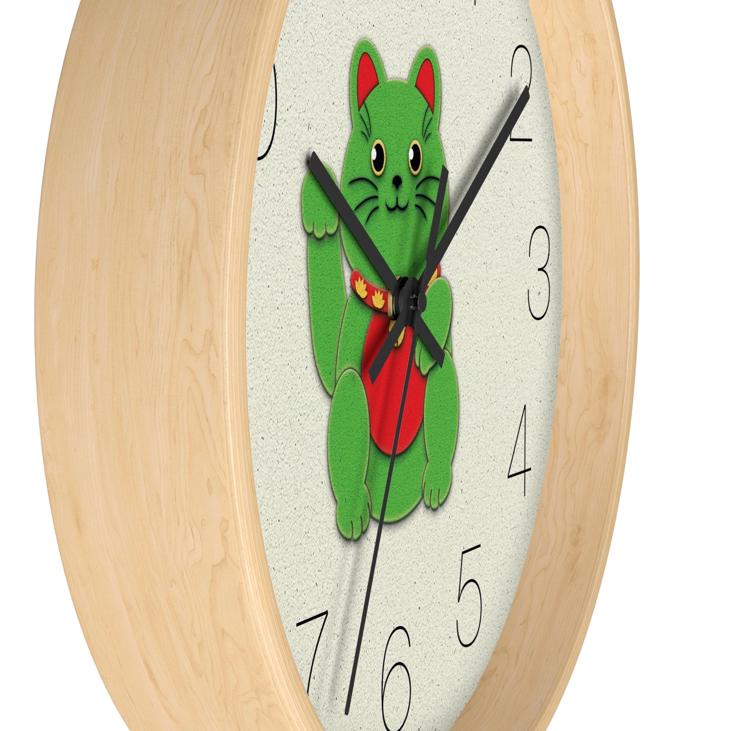 Green Maneki-Neko Promoting Growth and Success Wall Clock - vrmediadecor.vrmedia.com.au