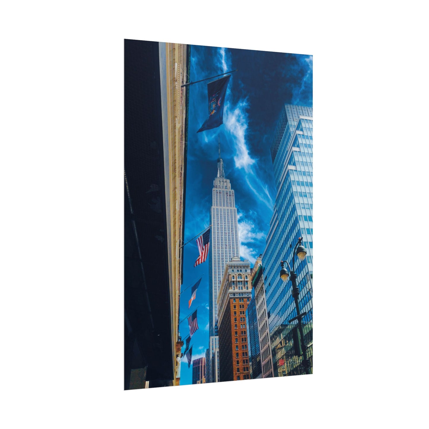 Empire State Building - Colour Street Art Print Rolled Poster