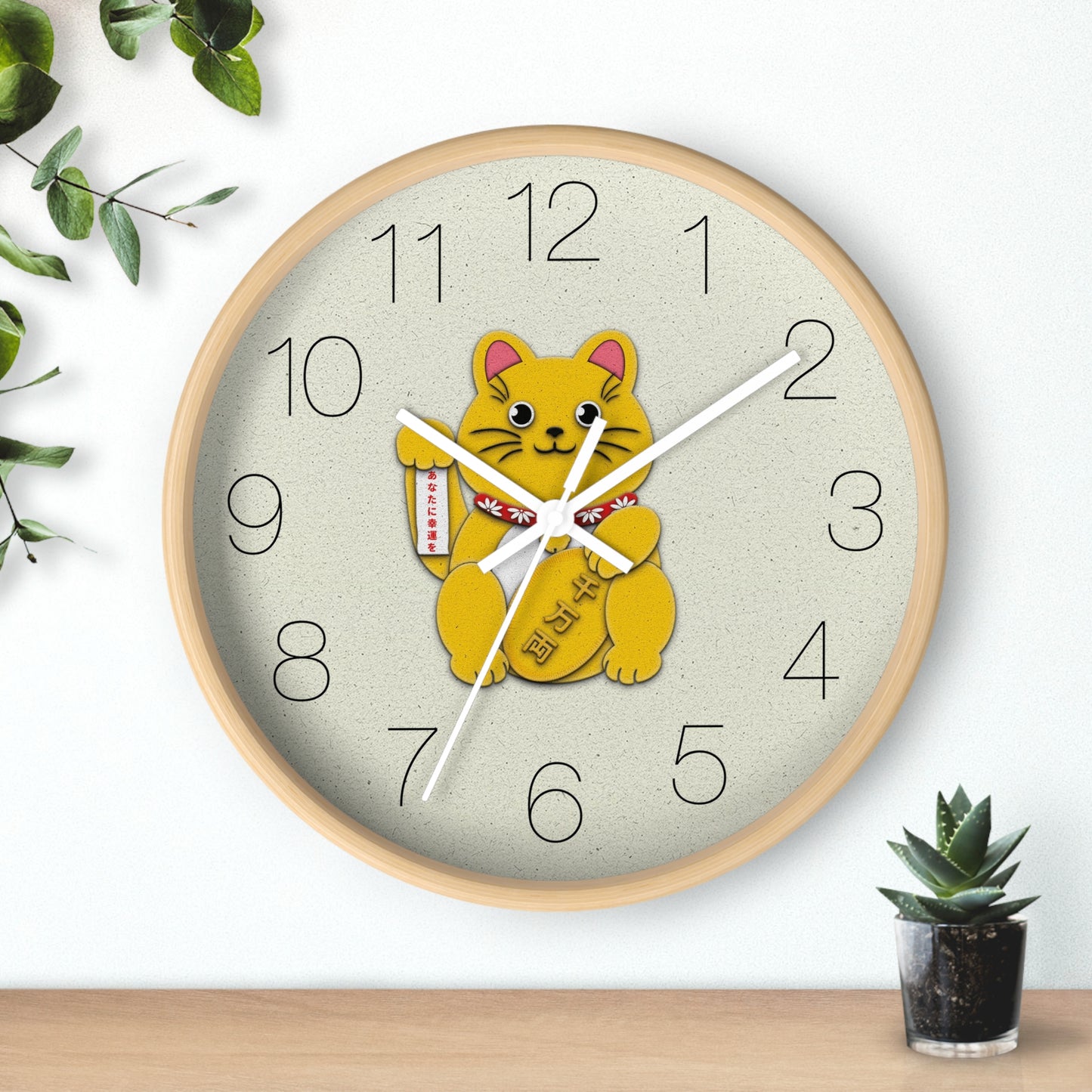 Gold Right Paw Maneki-Neko Inviting Wealth and Abundance Wall Clock - vrmediadecor.vrmedia.com.au