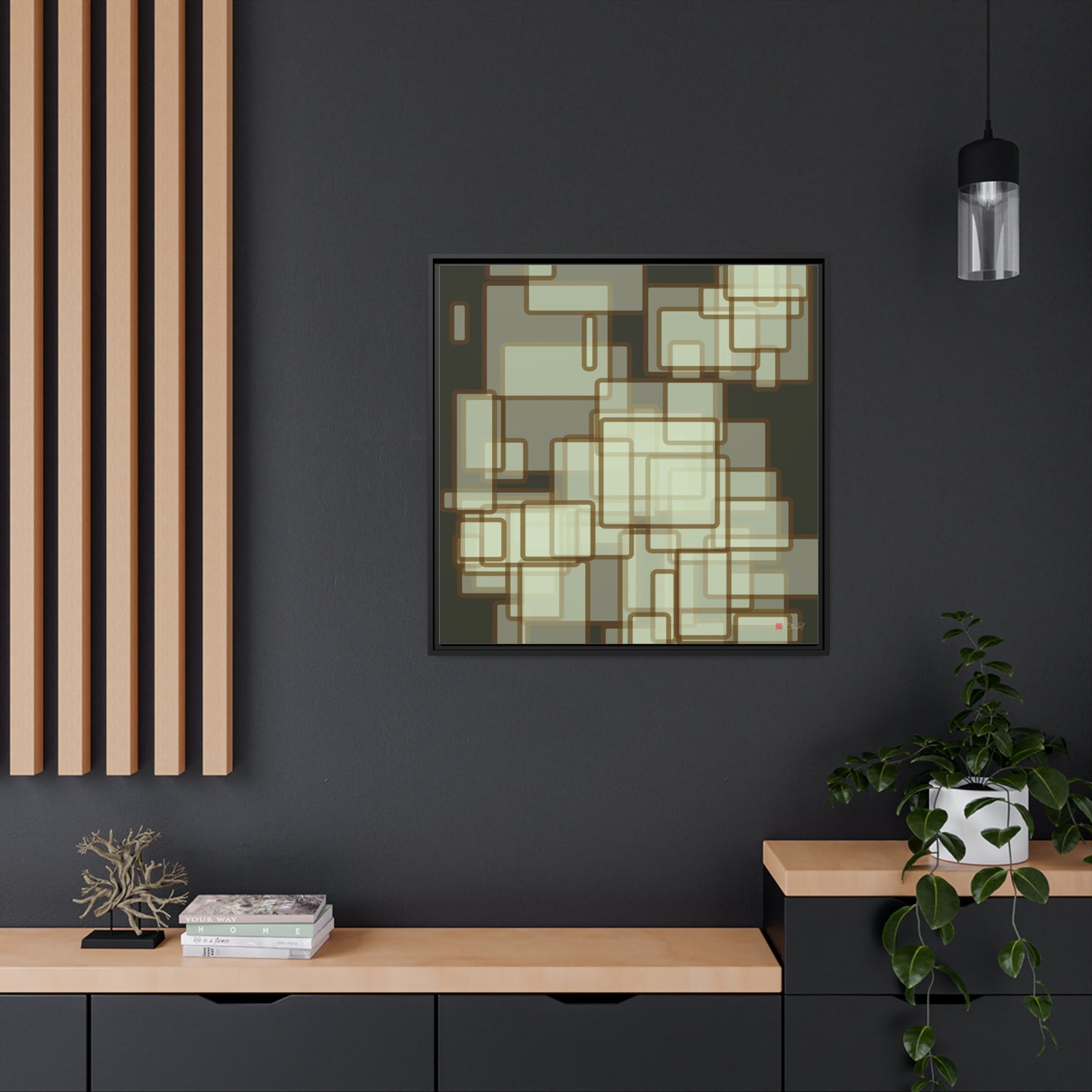 32x32" Framed Canvas: "Retro Metropolis"