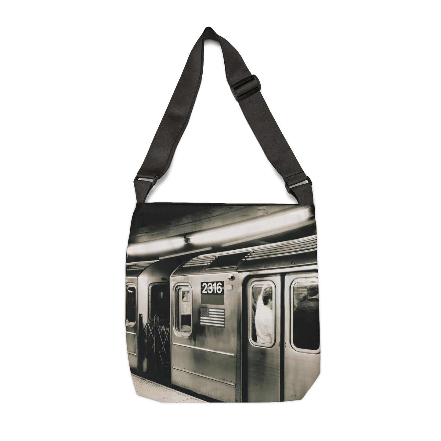 Retro Subway Train 2316 Adjustable Tote Bag
