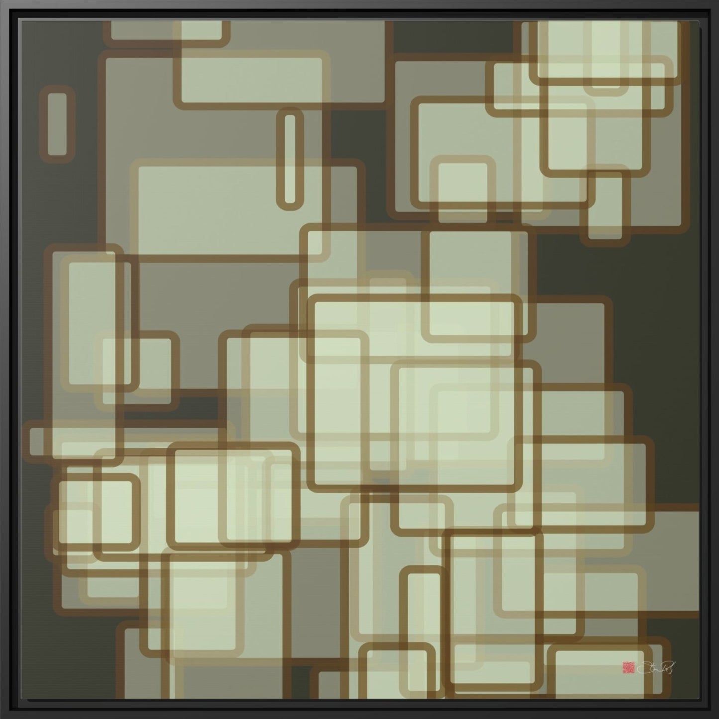 32x32" Framed Canvas: "Retro Metropolis"