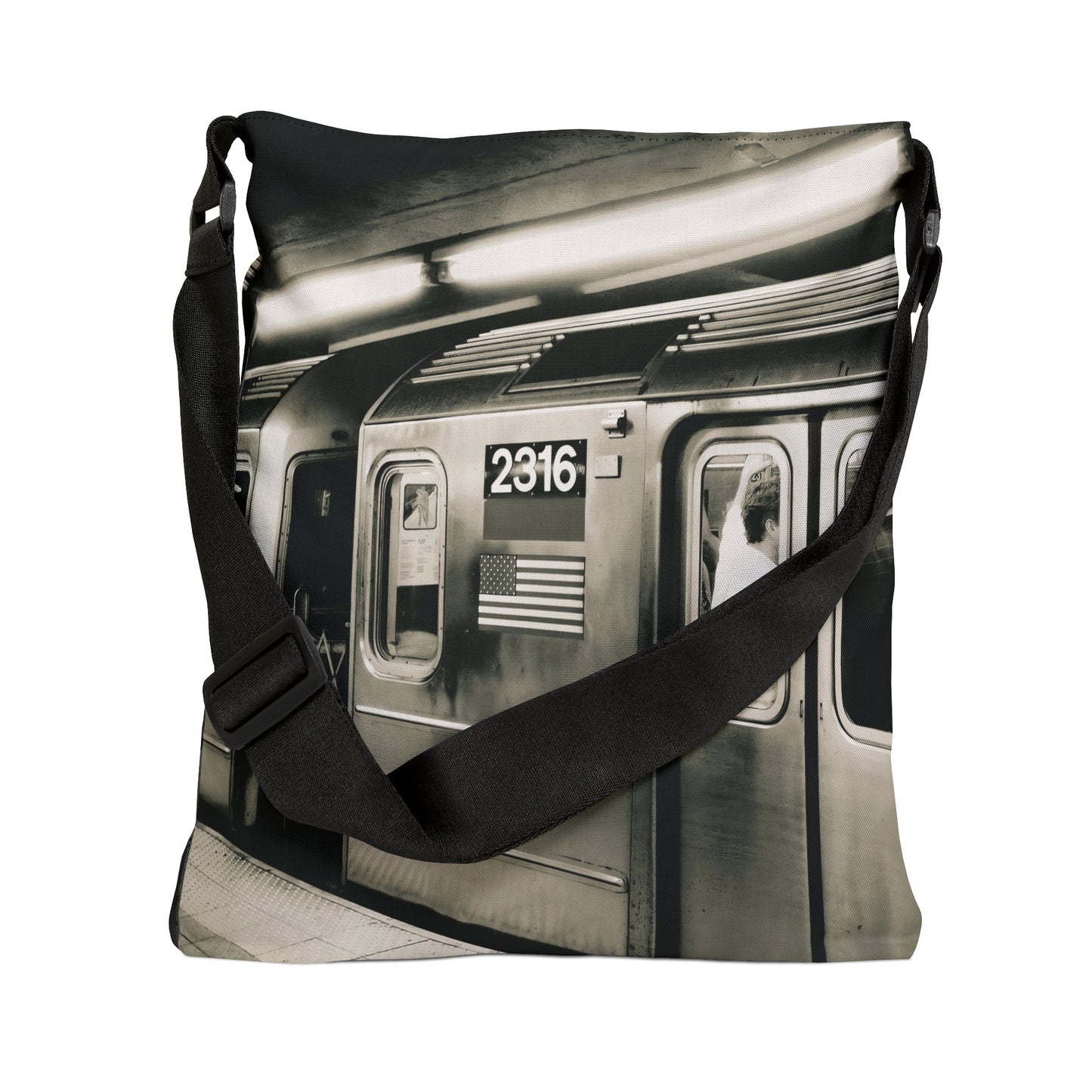 Retro Subway Train 2316 Adjustable Tote Bag