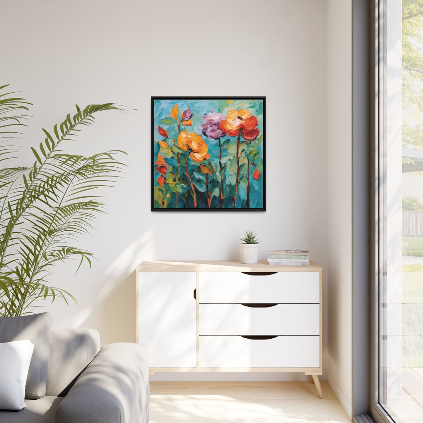 32x32" Framed Canvas: "How does your garden grow?"