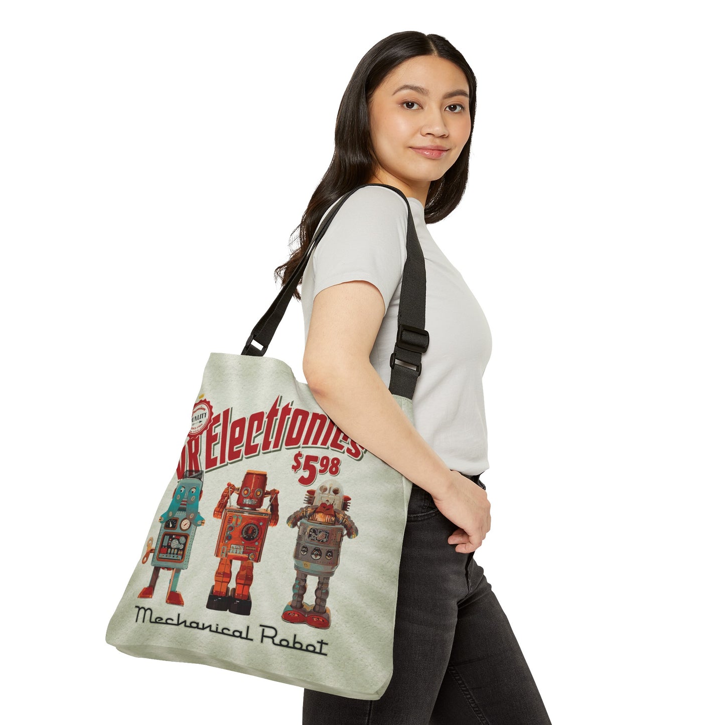 3 Wise Robots Adjustable Tote Bag