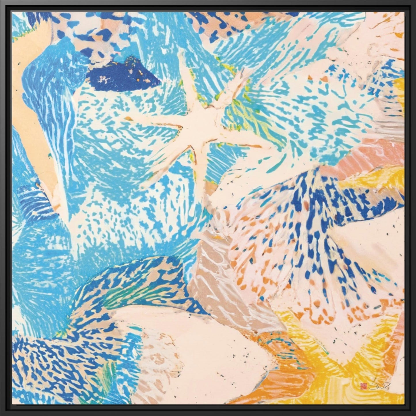 32x32" Framed Canvas: "Starfish"