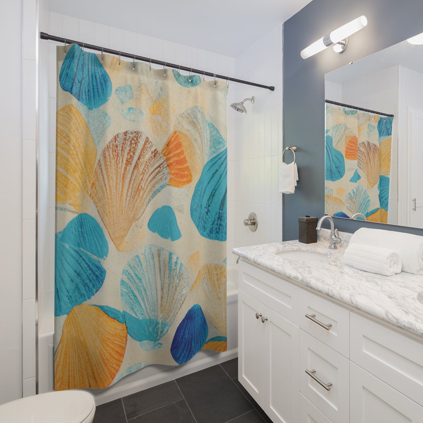 Collecting Shells Shower Curtain - vrmediadecor.vrmedia.com.au