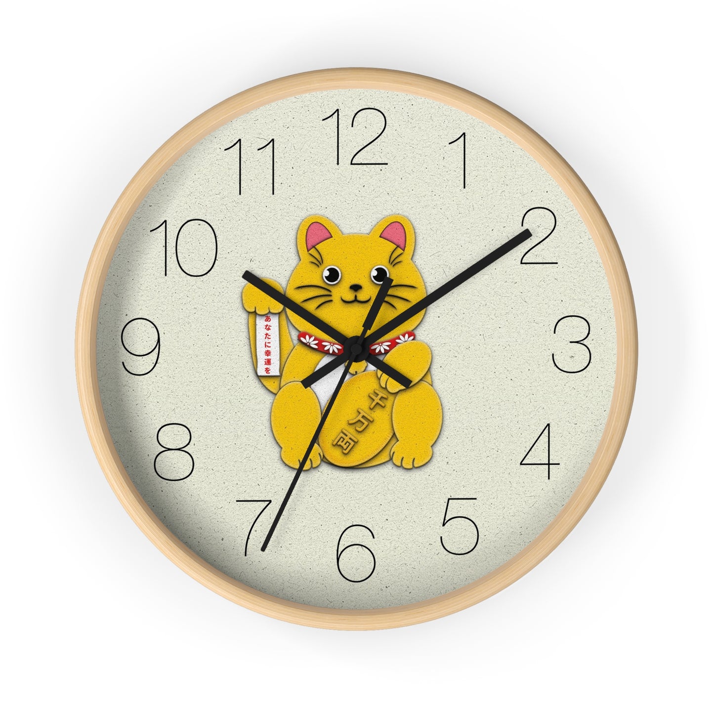 Gold Right Paw Maneki-Neko Inviting Wealth and Abundance Wall Clock - vrmediadecor.vrmedia.com.au