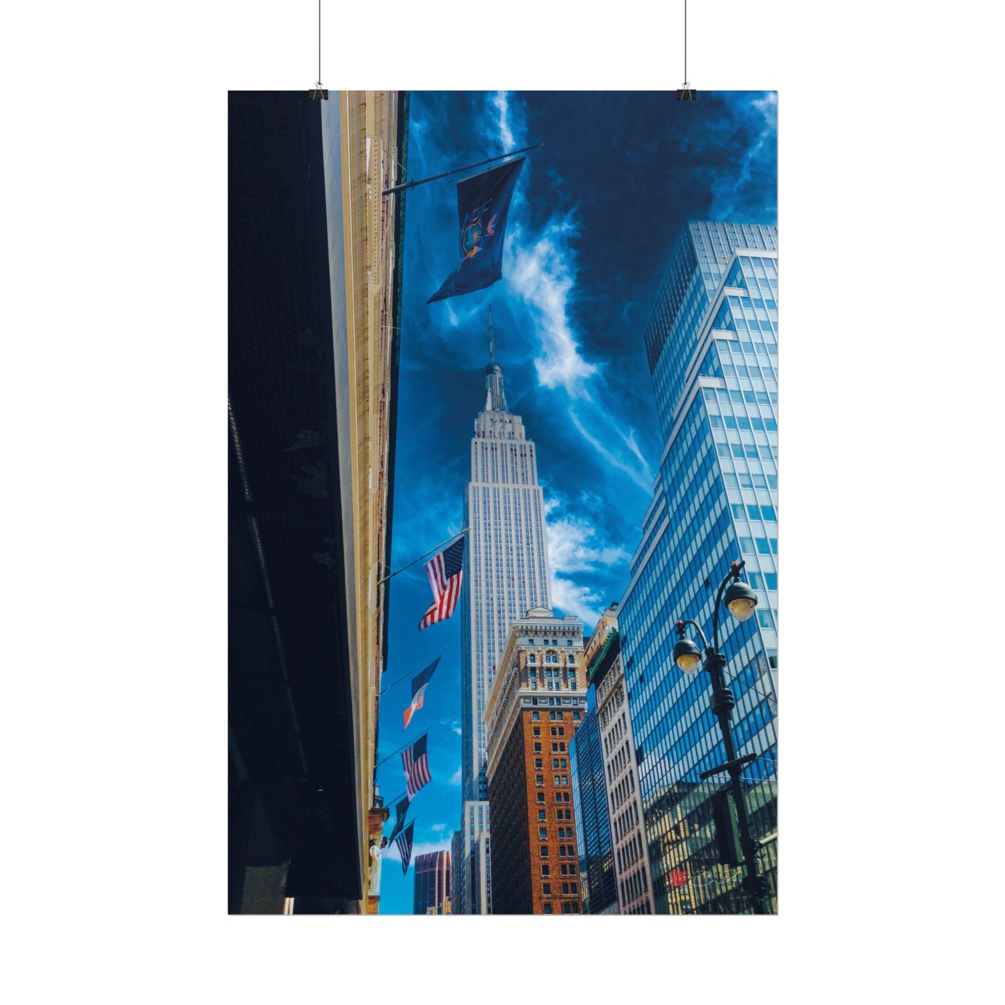 Empire State Building - Colour Street Art Print Rolled Poster
