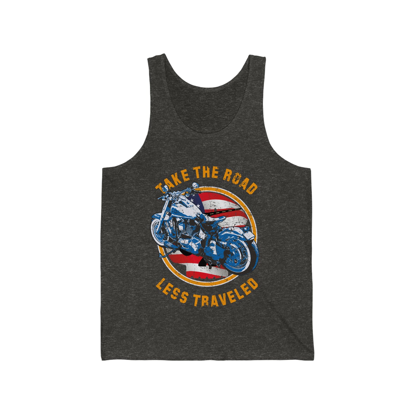 Take the road less traveled USA Version! Unisex Jersey Tank - vrmediadecor.vrmedia.com.au