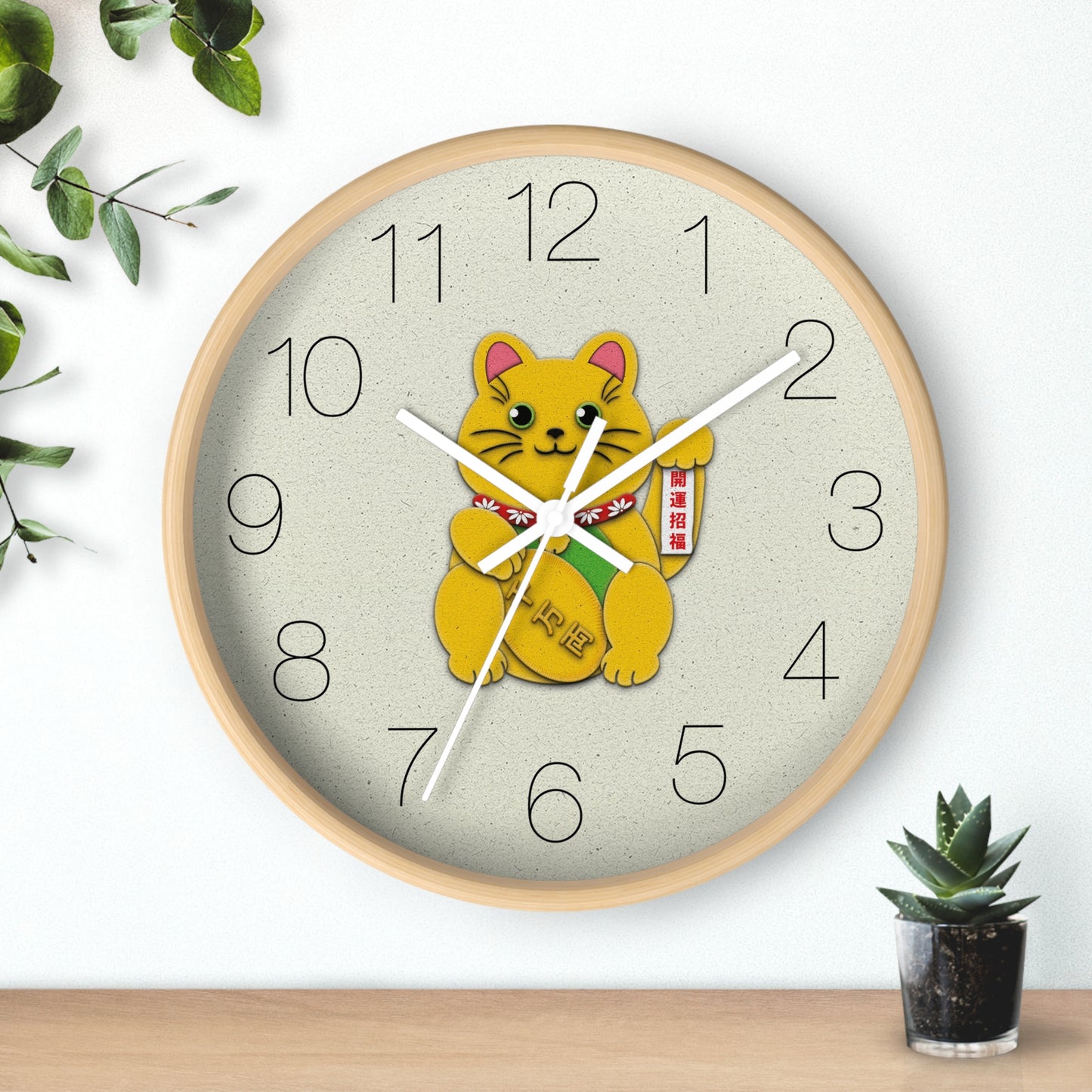 Gold Left Paw Maneki-Neko Attracting Customers and Opportunities Wall Clock - vrmediadecor.vrmedia.com.au