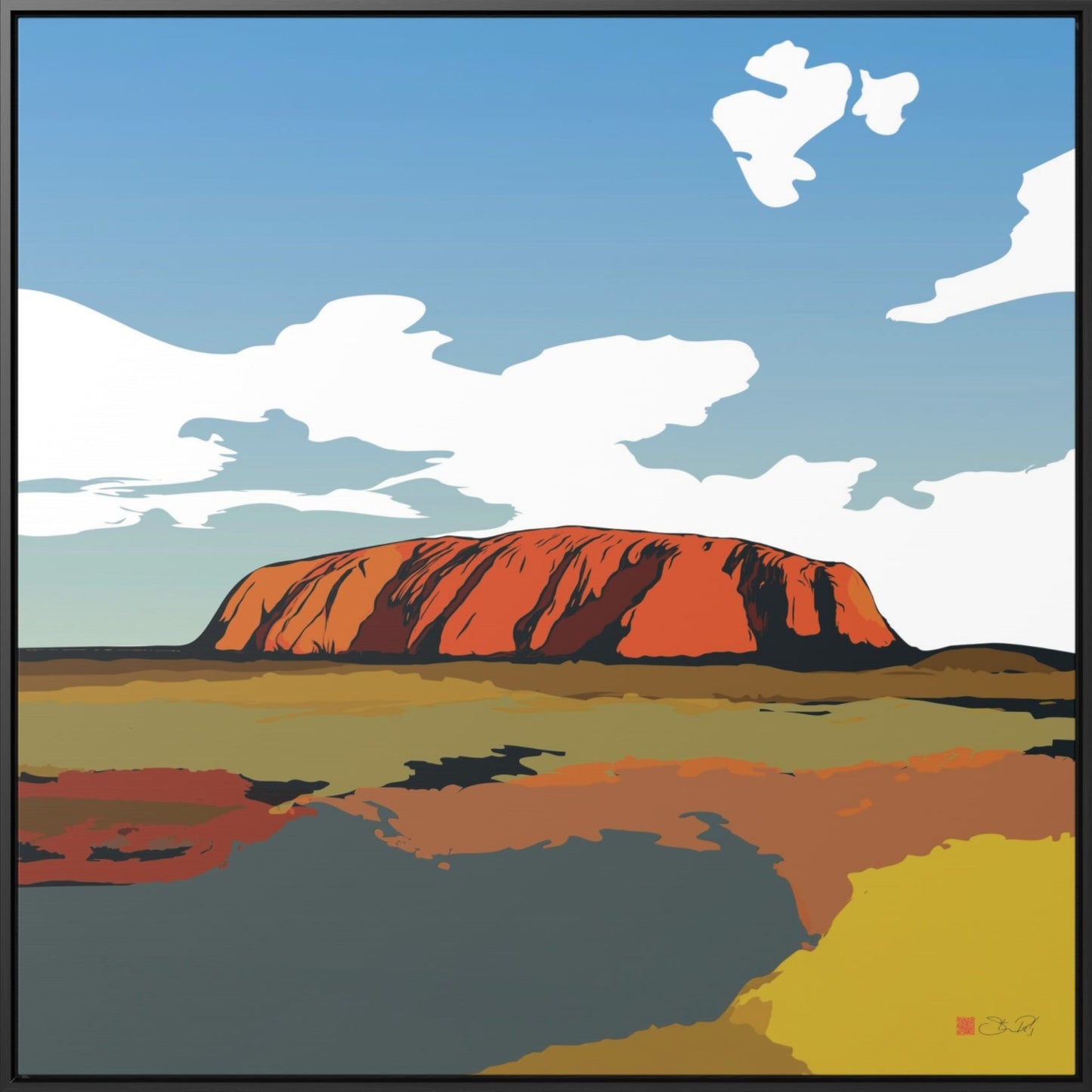 36x36" Framed Canvas Print: "Uluru Sunset. Northern Territory Australia" - vrmediadecor.vrmedia.com.au