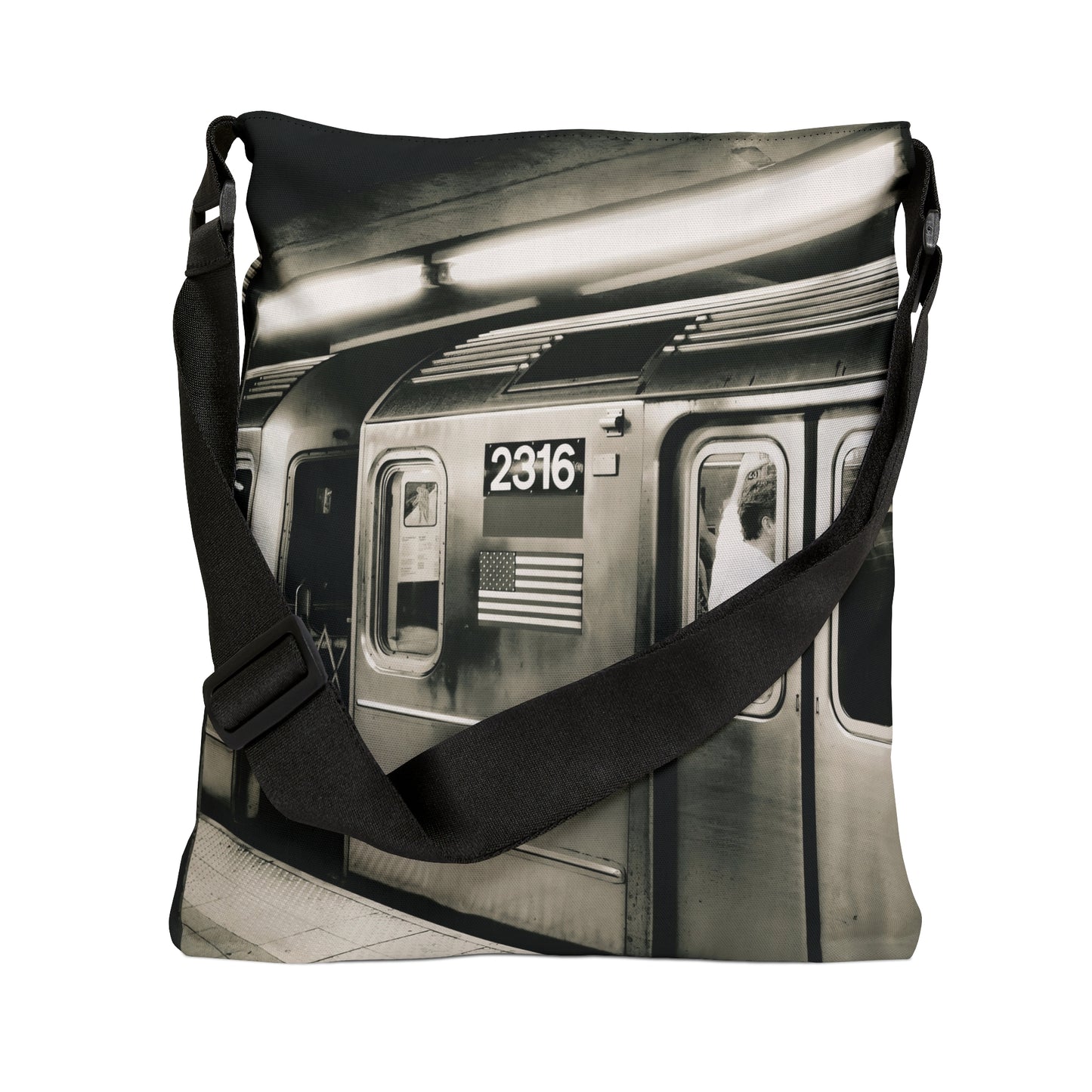 Retro Subway Train 2316 Adjustable Tote Bag