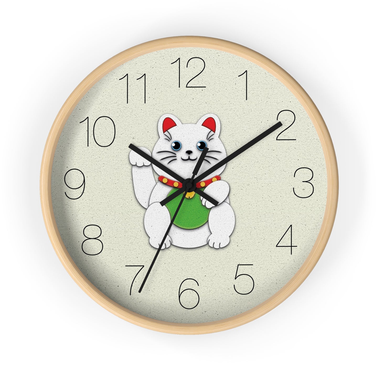White Maneki-Neko Providing Purity and Happiness Wall Clock - vrmediadecor.vrmedia.com.au