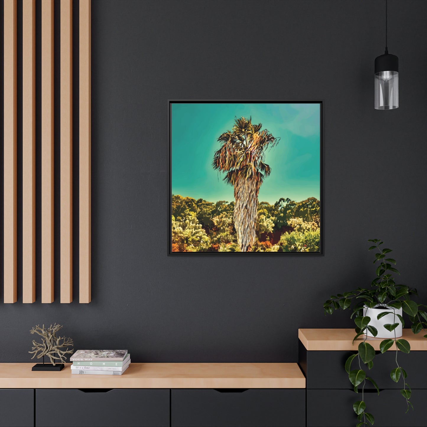 32x32" Framed Canvas: "Fan Palm Capricornia"