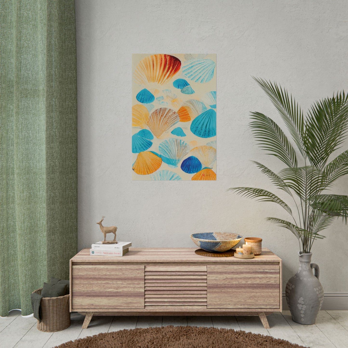 Collecting Shells - Abstract Art Print Rolled Poster
