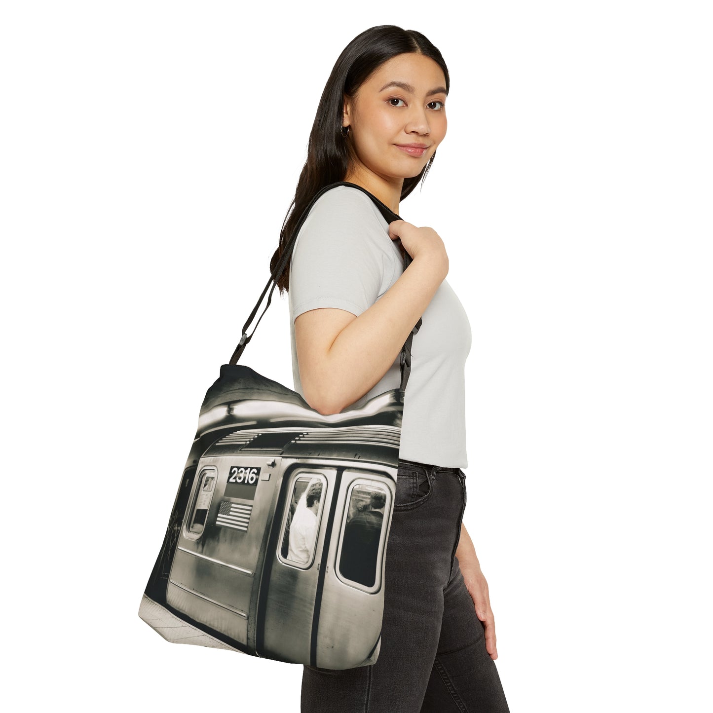 Retro Subway Train 2316 Adjustable Tote Bag