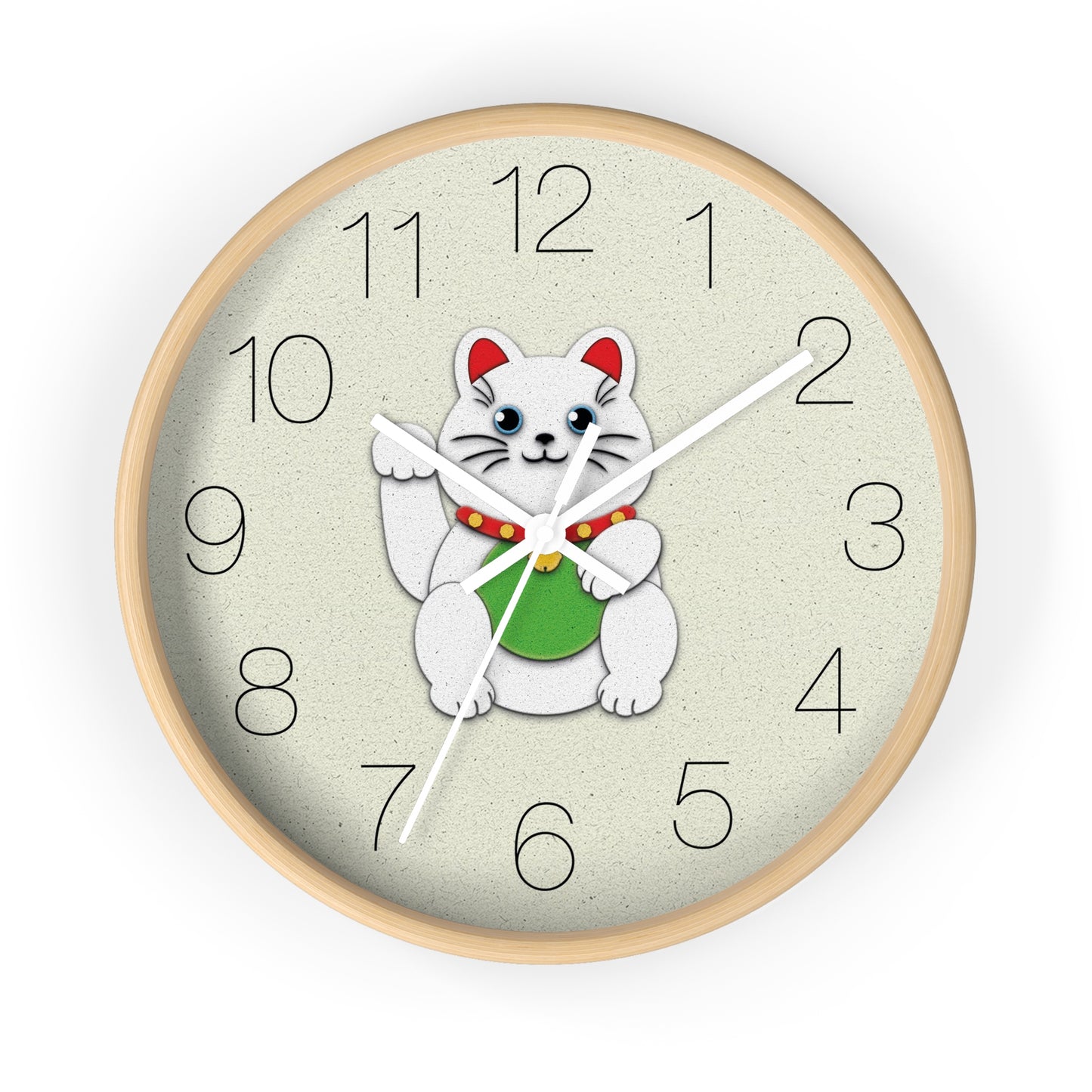White Maneki-Neko Providing Purity and Happiness Wall Clock - vrmediadecor.vrmedia.com.au