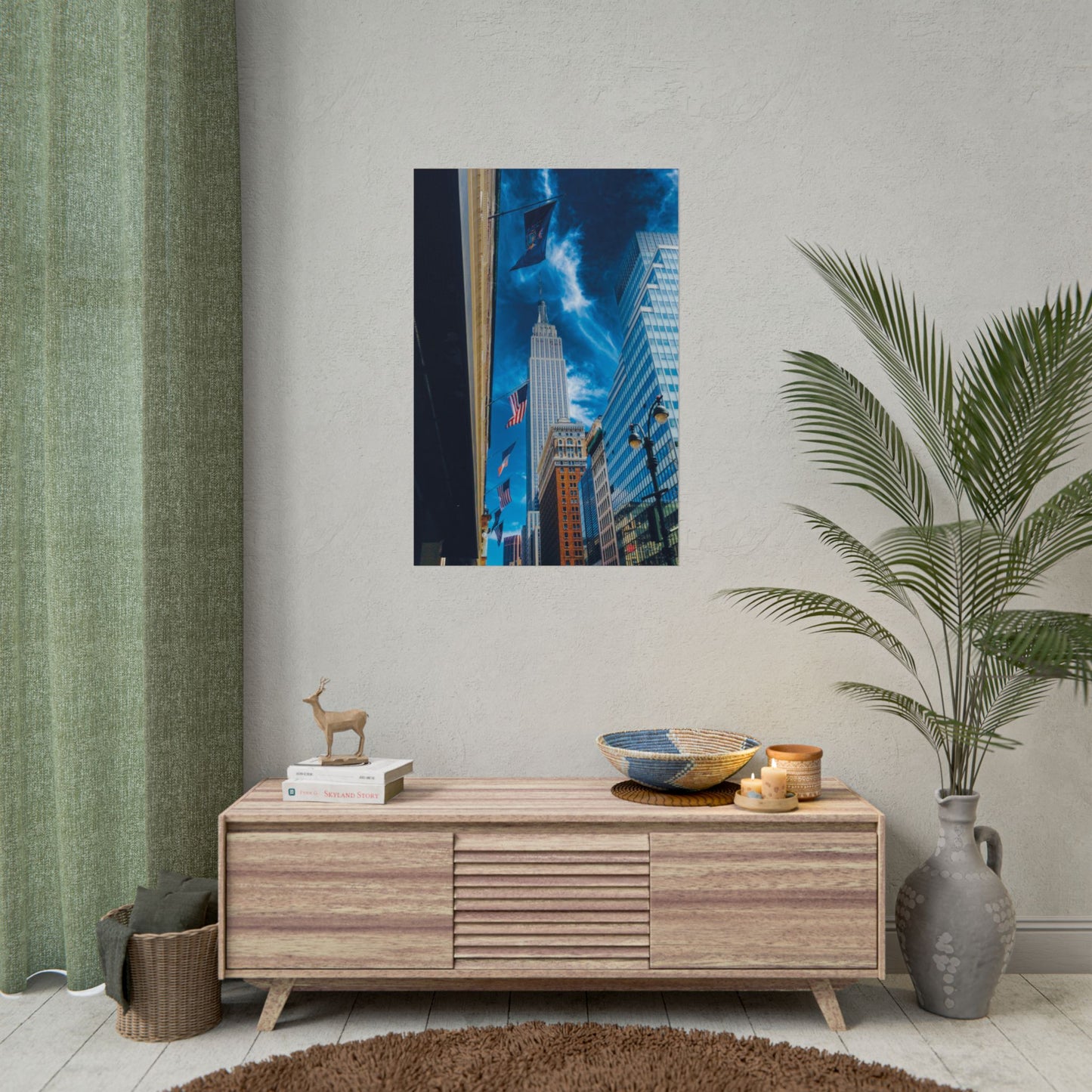 Empire State Building - Colour Street Art Print Rolled Poster