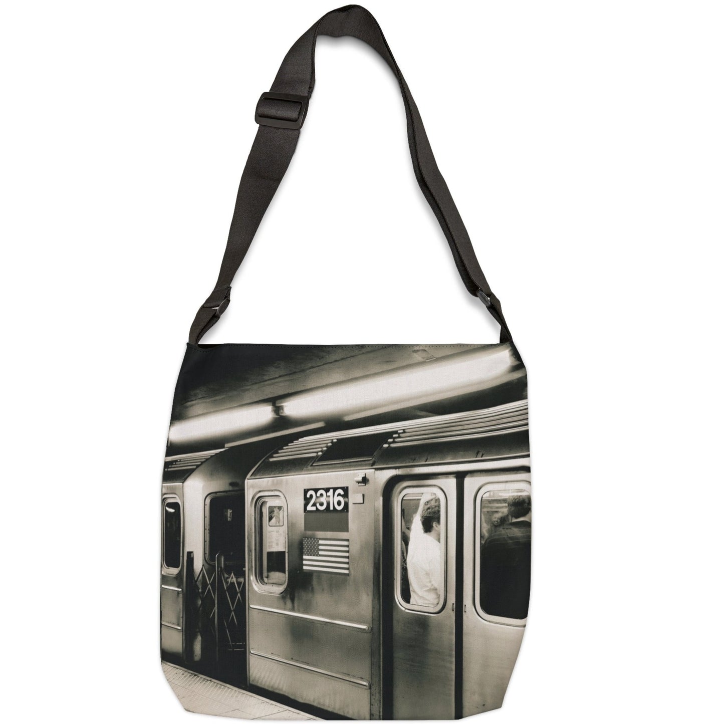 Retro Subway Train 2316 Adjustable Tote Bag