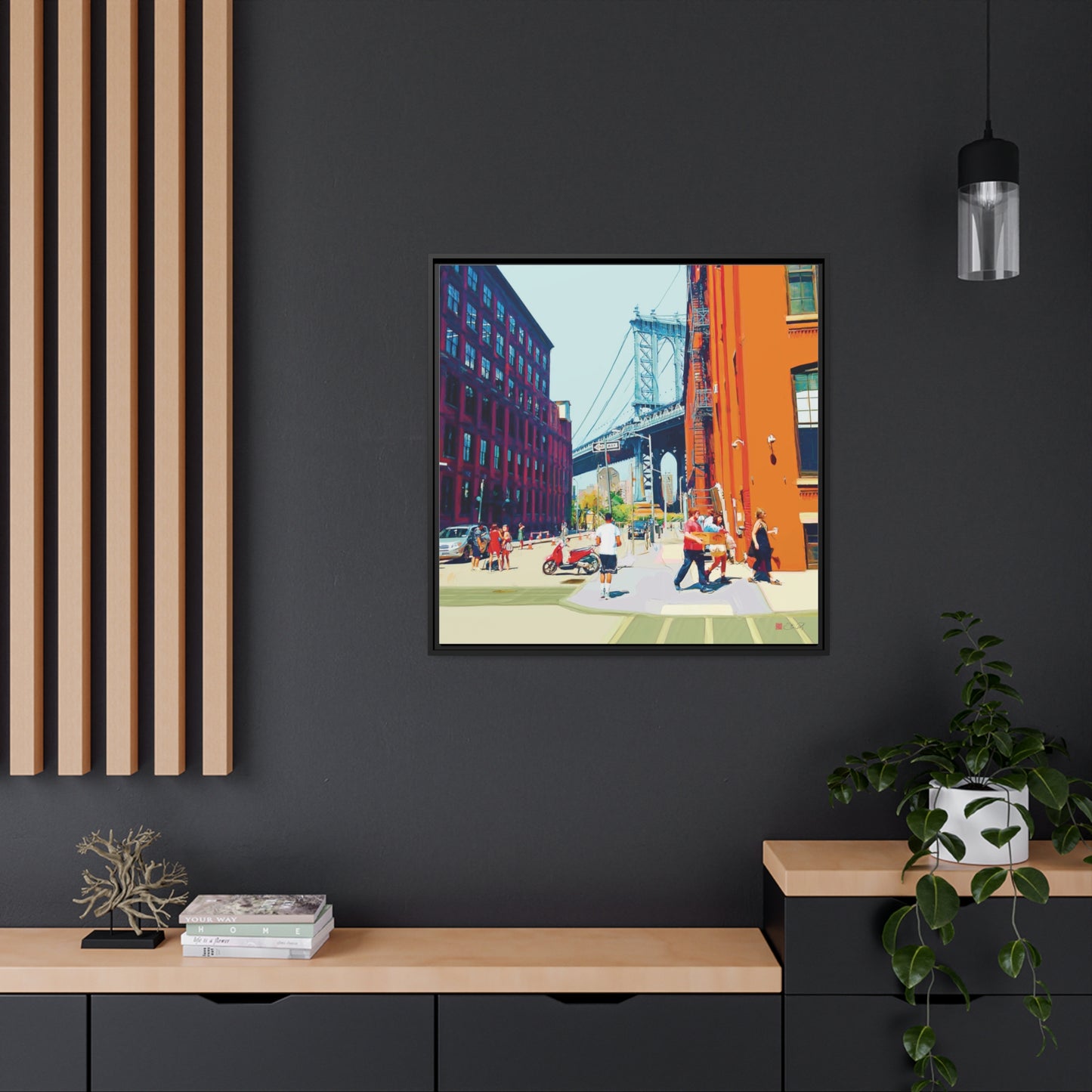 32x32" Framed Canvas: "Summer in Dumbo"