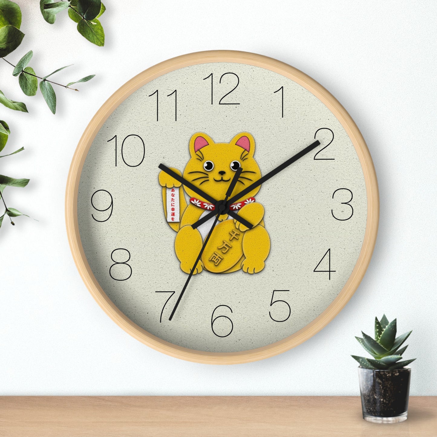 Gold Right Paw Maneki-Neko Inviting Wealth and Abundance Wall Clock - vrmediadecor.vrmedia.com.au