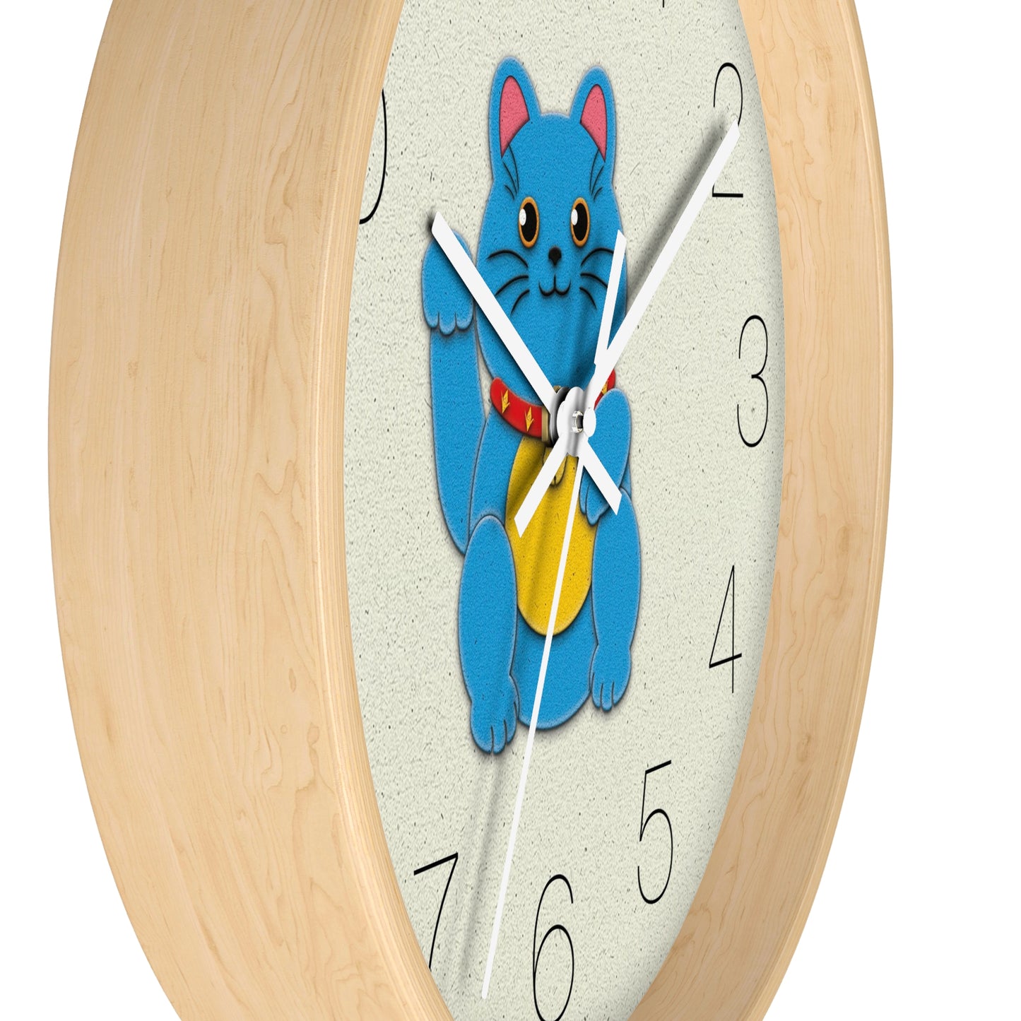Blue Maneki-Neko Bringing Peace, Stability, and Good Fortune Wall Clock - vrmediadecor.vrmedia.com.au