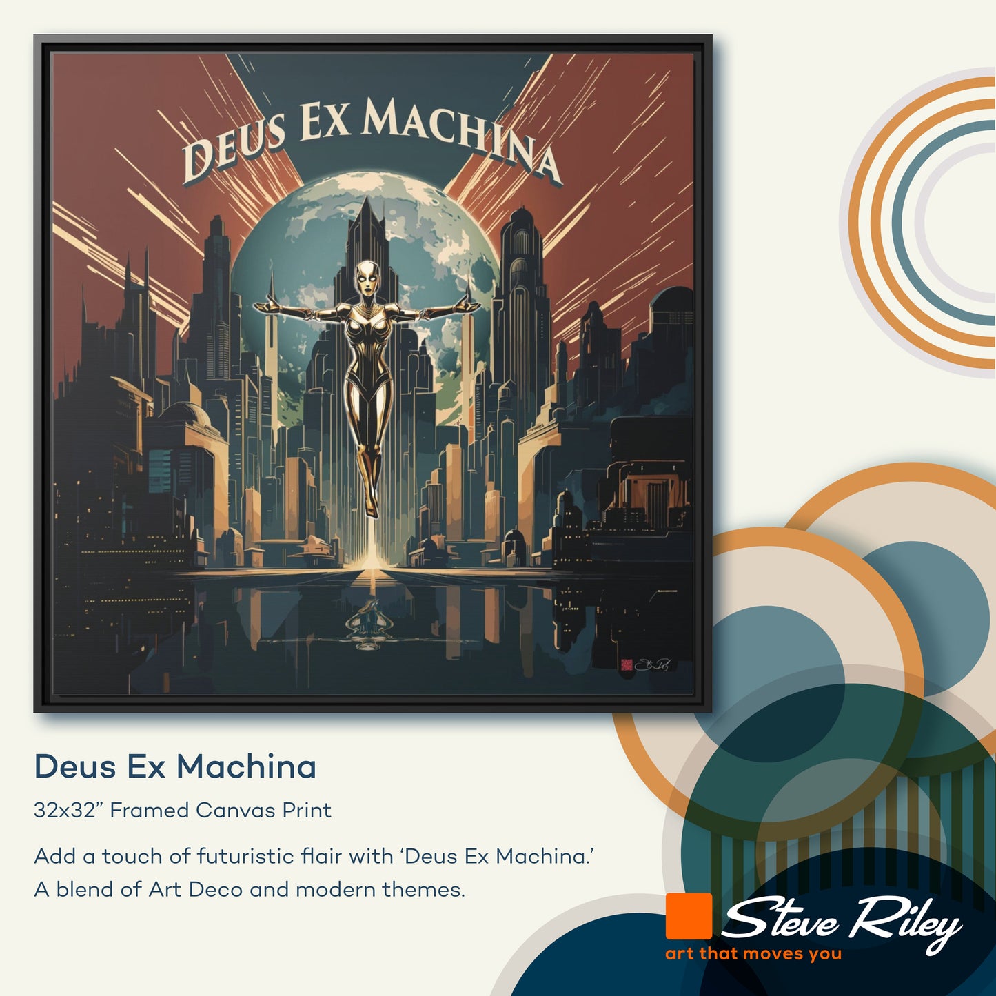 32x32" Framed Canvas: "Deus Ex Machina"