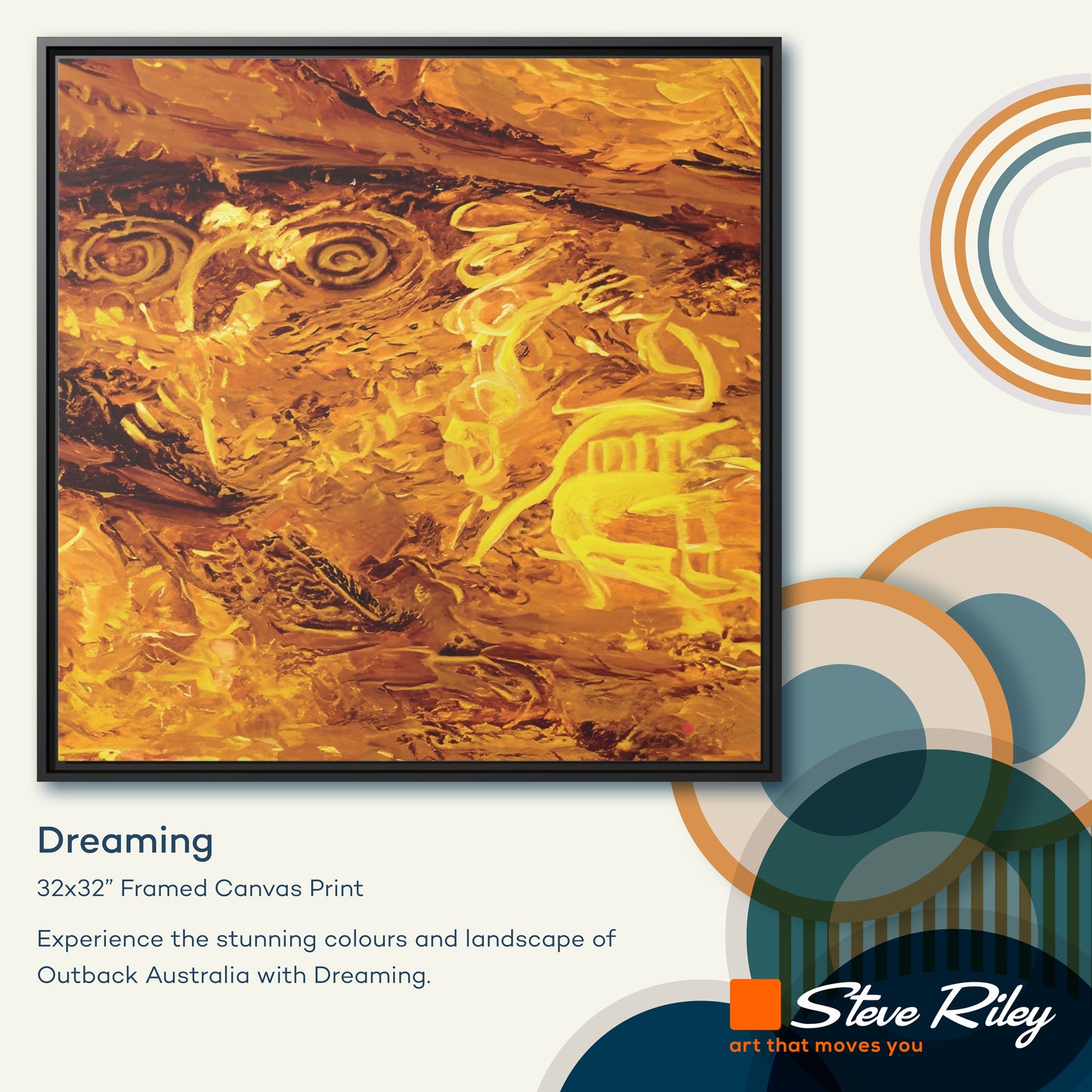 32x32" Framed Canvas: "Dreaming"
