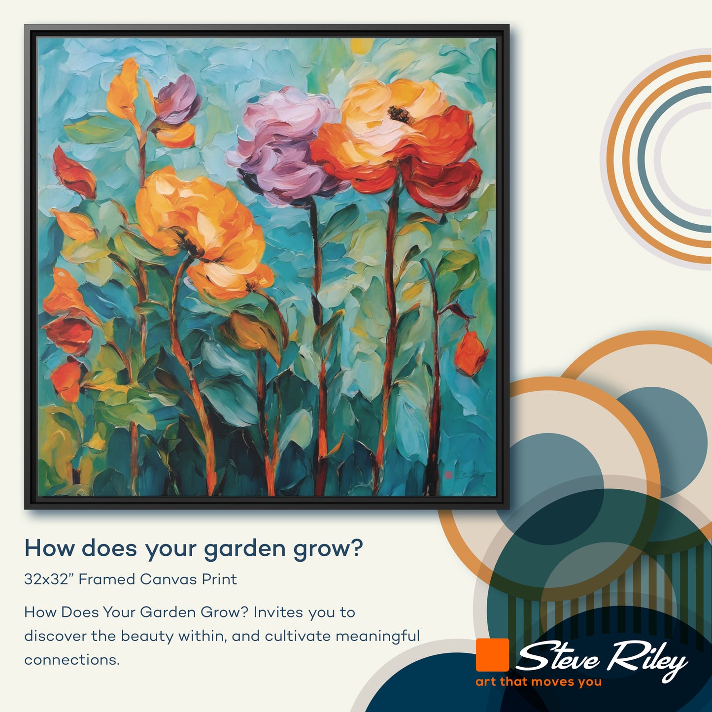 32x32" Framed Canvas: "How does your garden grow?"