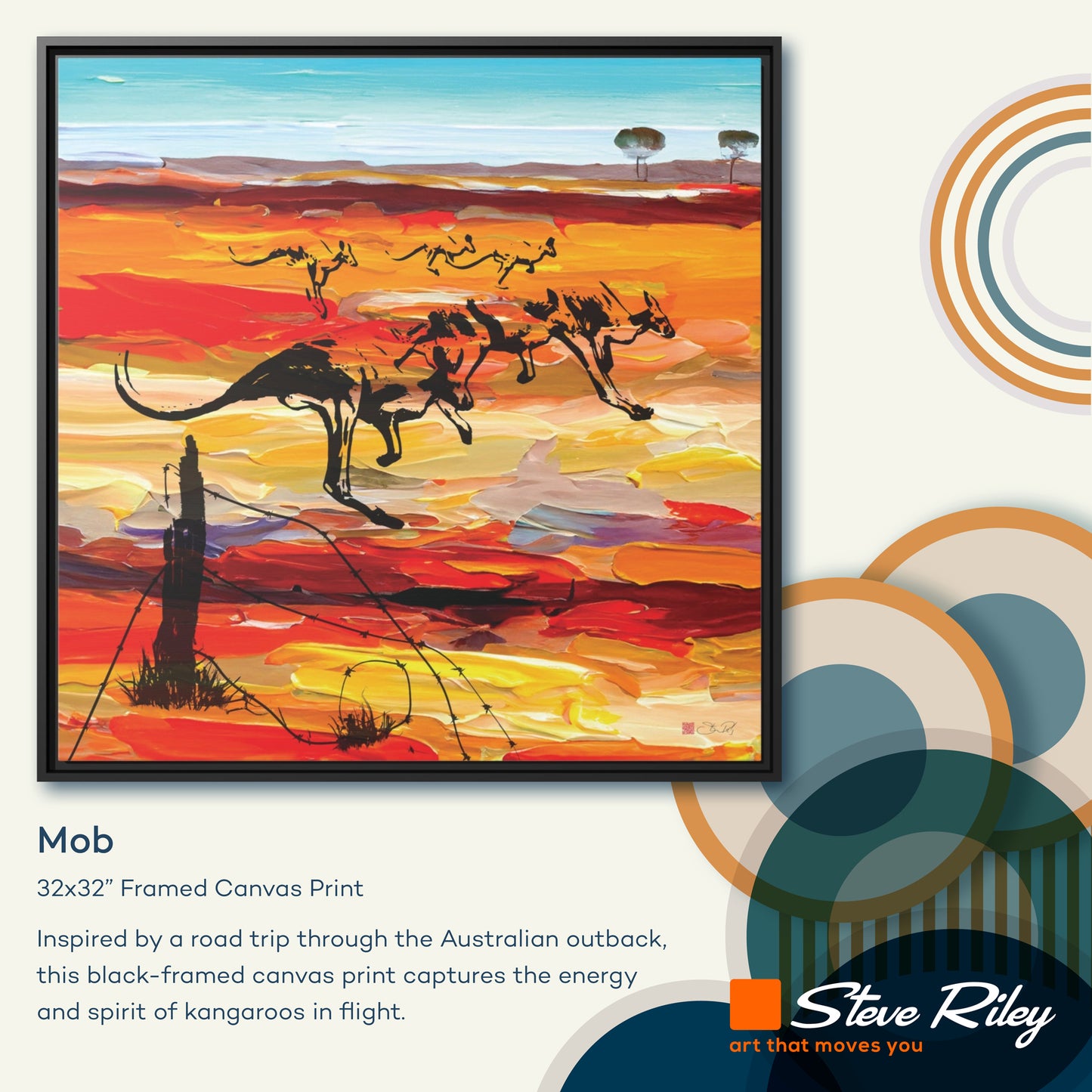 32x32" Framed Canvas: "Mob"