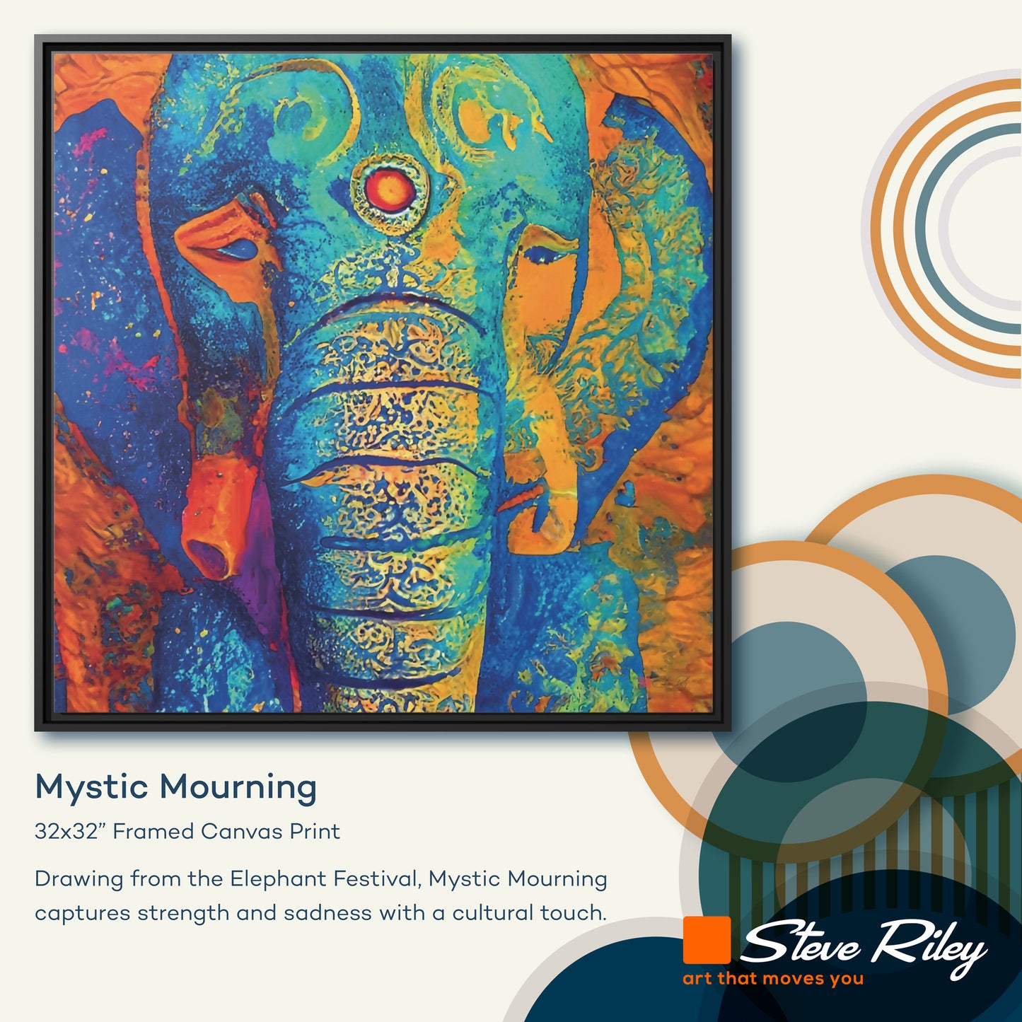 32x32" Framed Canvas: "Mystic Mourning"