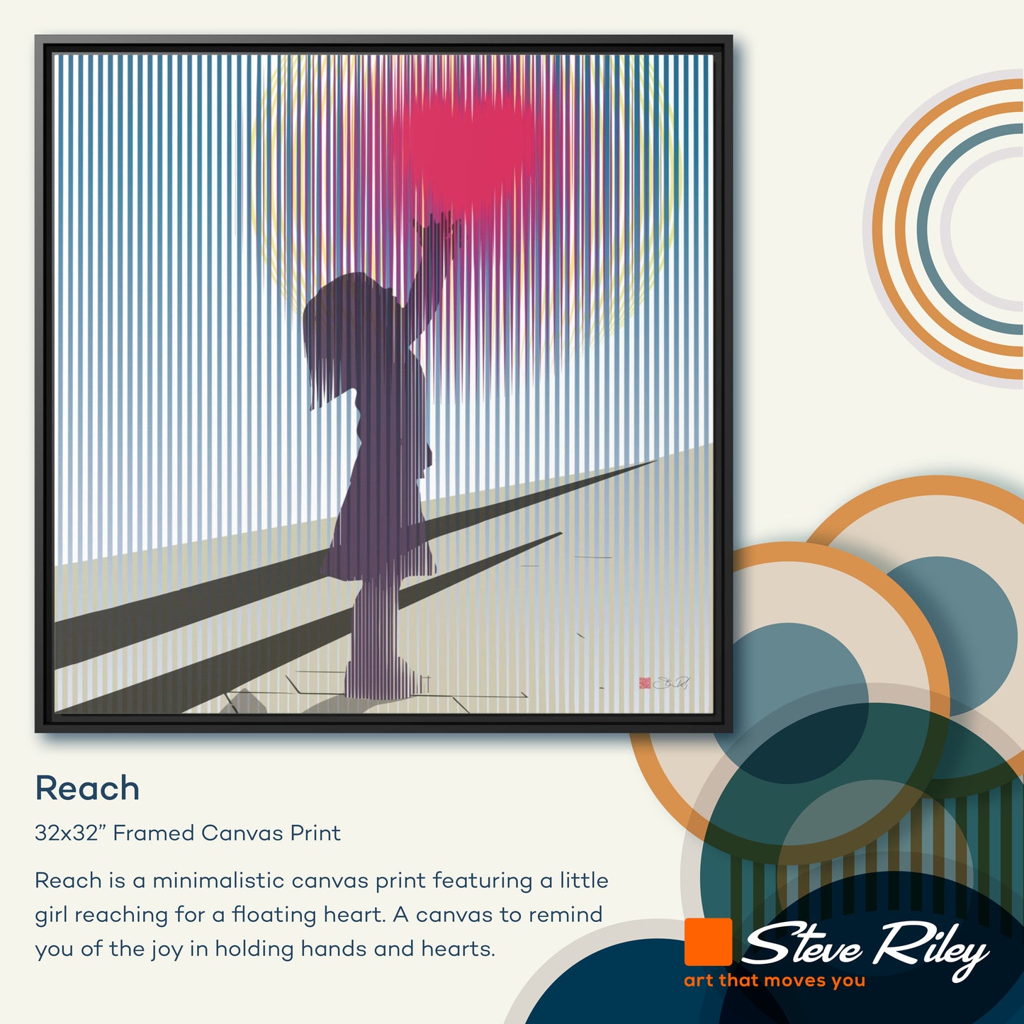 32x32" Framed Canvas: "Reach"