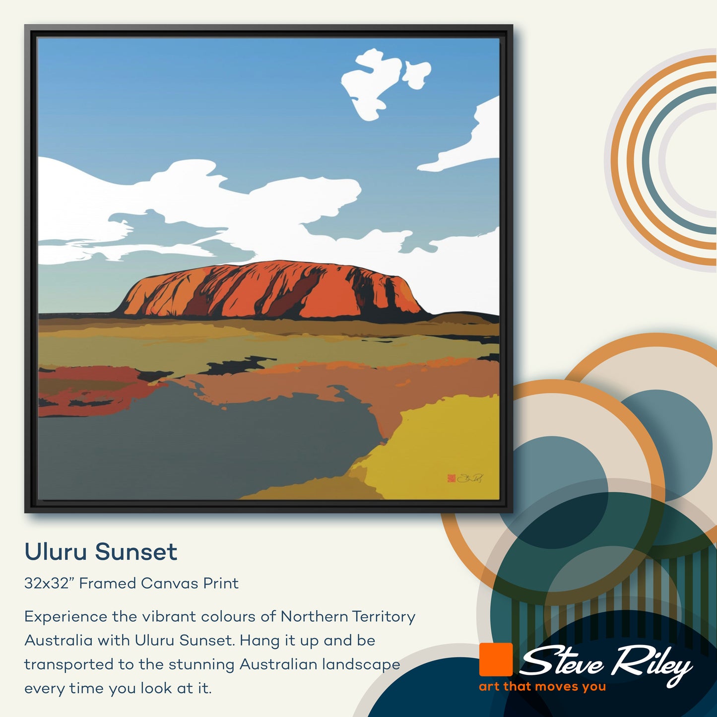 32x32" Framed Canvas: "Uluru Sunset. Northern Territory Australia"